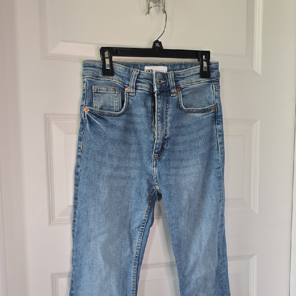 Zara Blue Straight Leg Denim Jeans